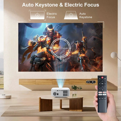 Smart 1080p 4K Projector with WiFi Bluetooth and Auto Focus