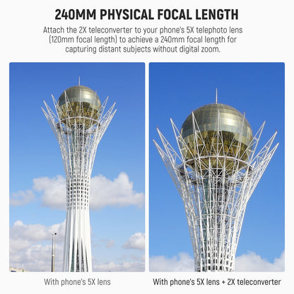 2x Phone Telephoto Converter with 200mm and 300mm Macro Lenses