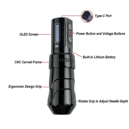 Professional 4.0mm Stroke Permanent Makeup Pen Dual Battery