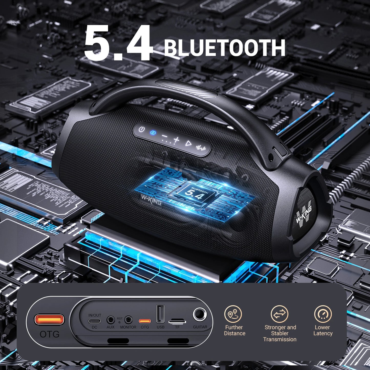 Massive Bass 200W Bluetooth Boombox with Dual Microphones