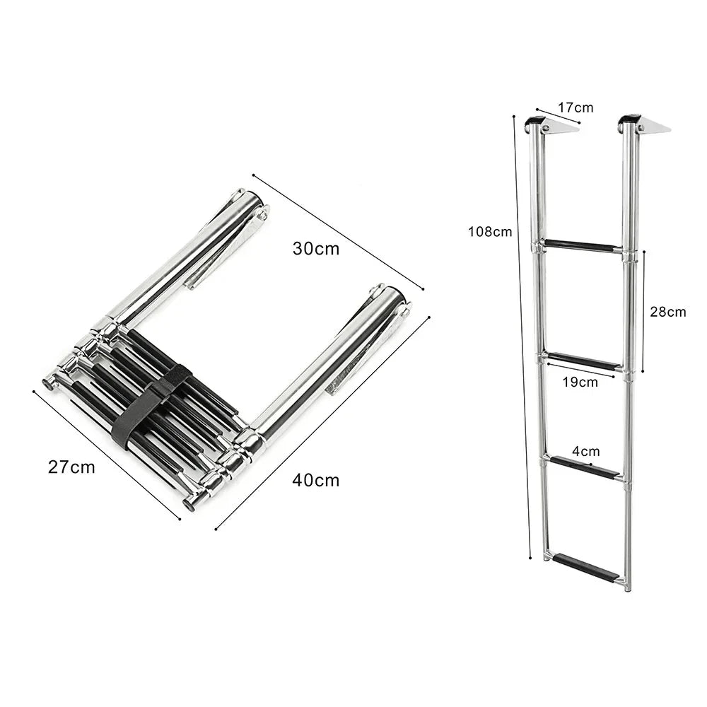 Marine Grade 4 Step Telescoping Ladder for Boats and Docks