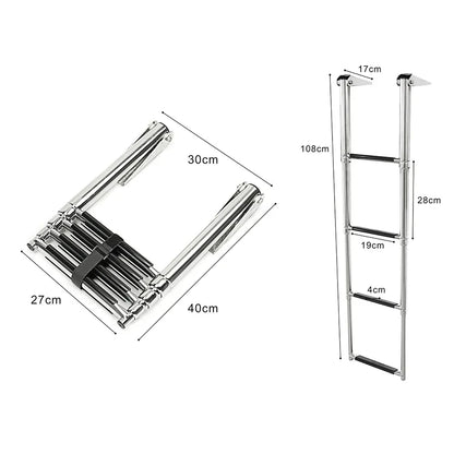 Marine Grade 4 Step Telescoping Ladder for Boats and Docks