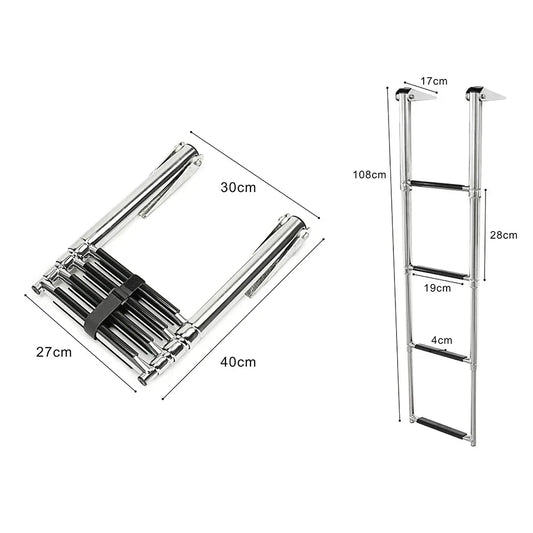 Marine Grade 4 Step Telescoping Ladder for Boats and Docks