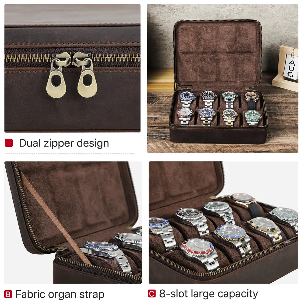 12 Slot Watch Display Organizer Leather Storage Box