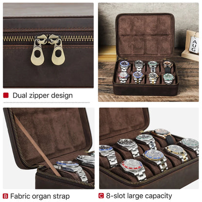 Vintage Watch Storage Box 10 Slot Jewelry Case