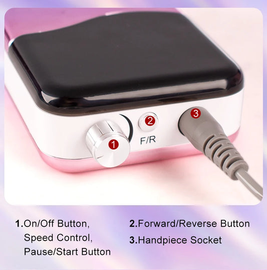 Professional Nail Drill Set 35000RPM Rechargeable Metallic Gold