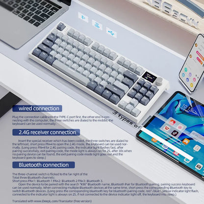 Wireless Mechanical Keyboard with Metal Knob and RGB Backlight