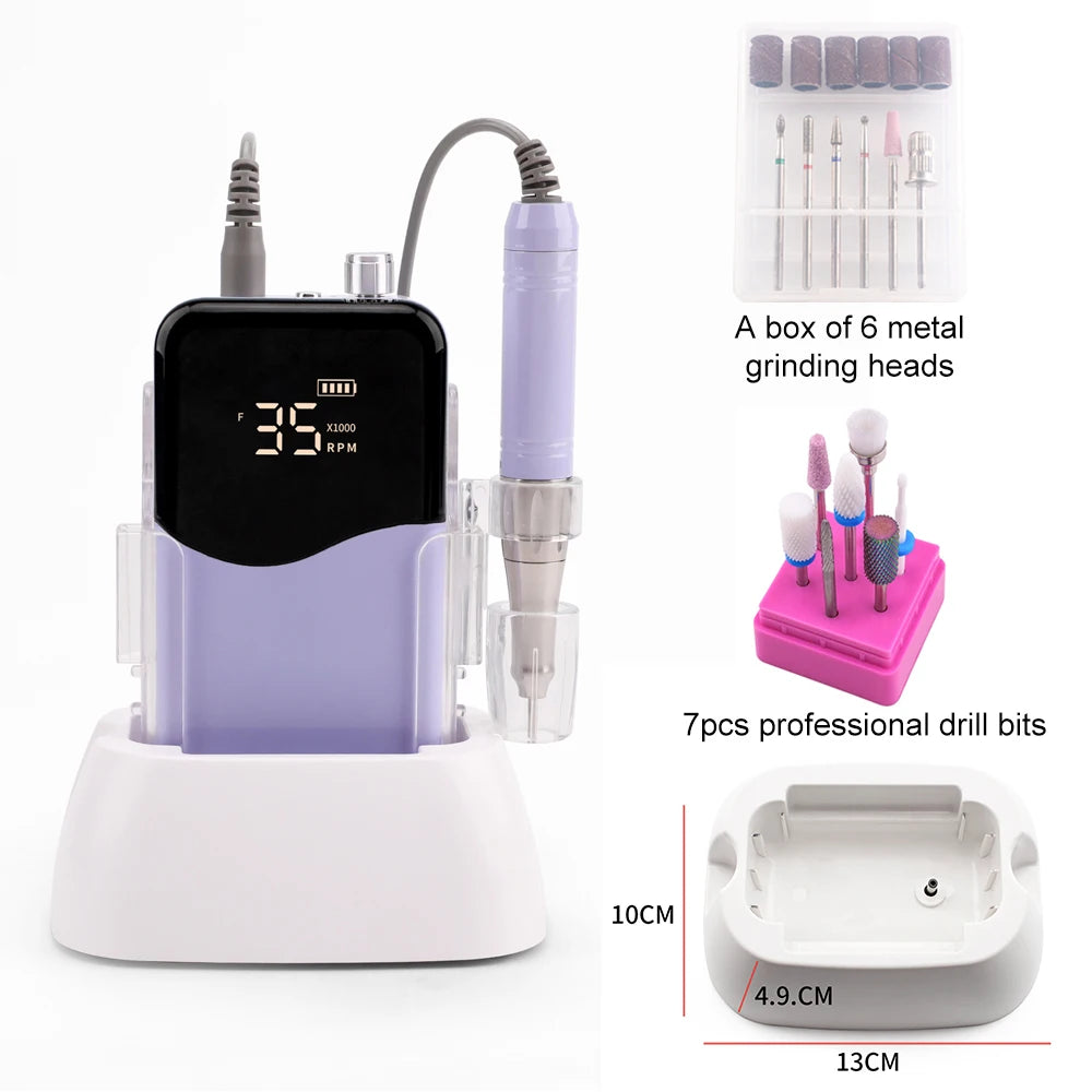 58-Piece Rechargeable Nail Drill 35000RPM Cordless Manicure Kit