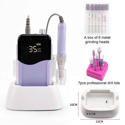 58-Piece Rechargeable Nail Drill 35000RPM Cordless Manicure Kit
