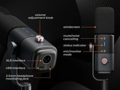 Professional USB XLR Mic Kit for Gaming and Podcasting
