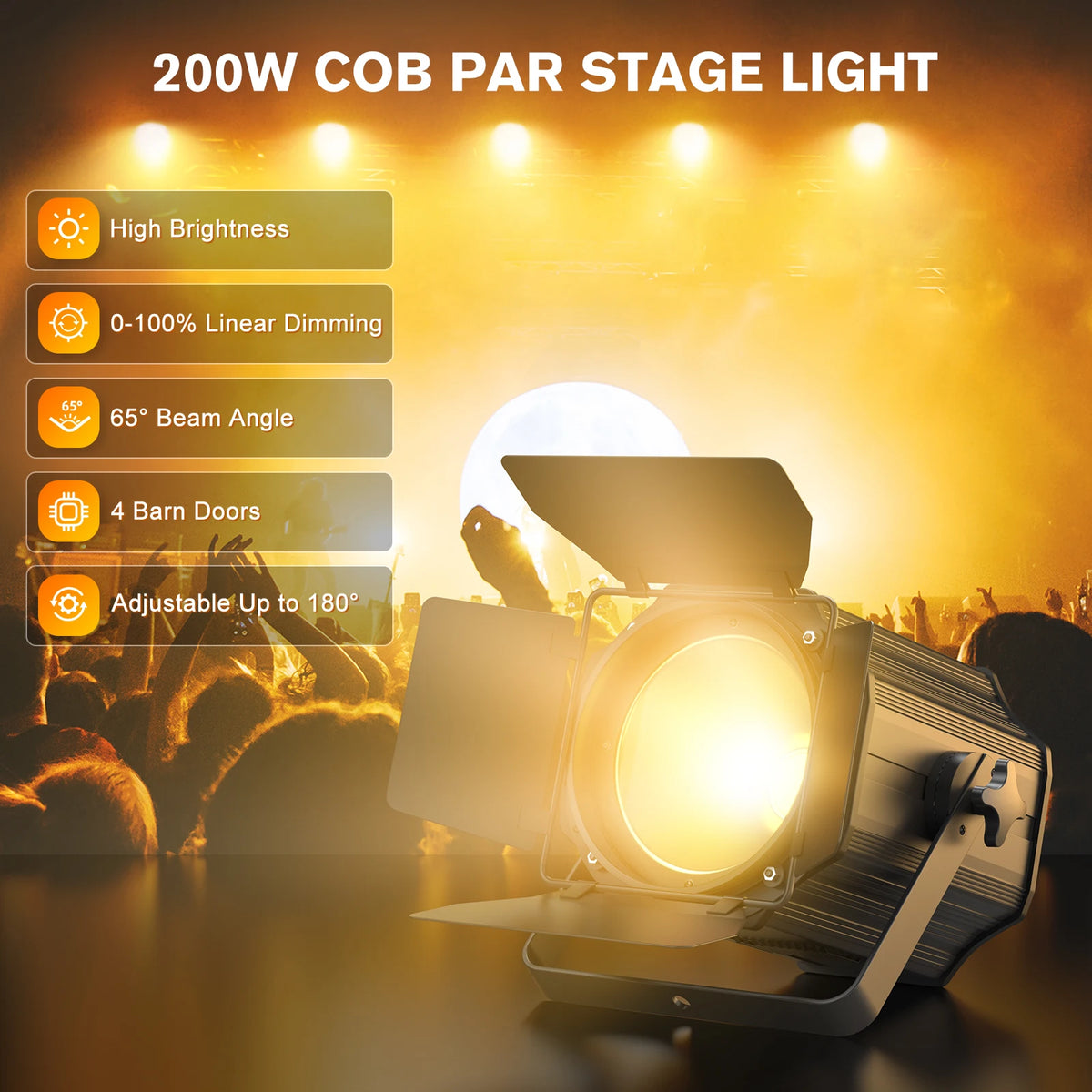 Two Pack 200W COB Par Stage Lights with DMX Control