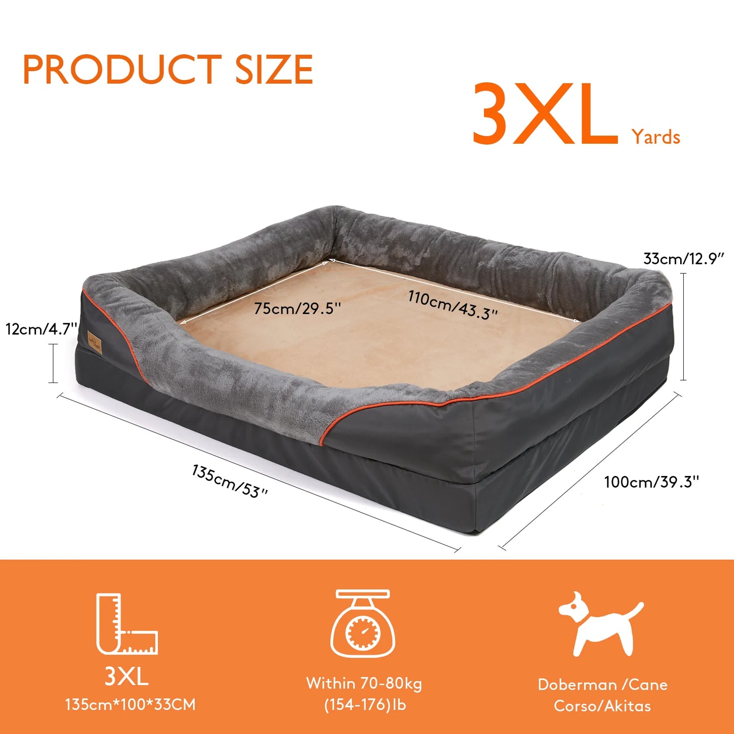 3XL Soft Fleece Dog Bed Removable Washable Cover