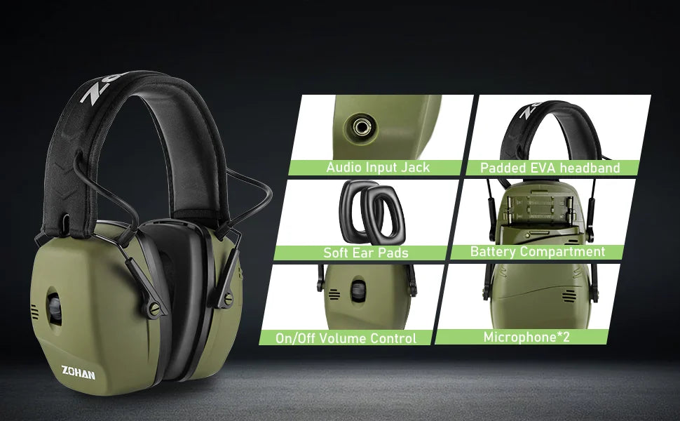 Rechargeable Electronic Hearing Protection Earmuffs NRR 30dB