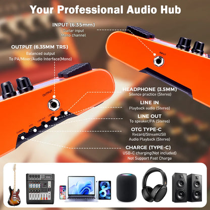 Portable Bluetooth Guitar Amp OTG Recording Black