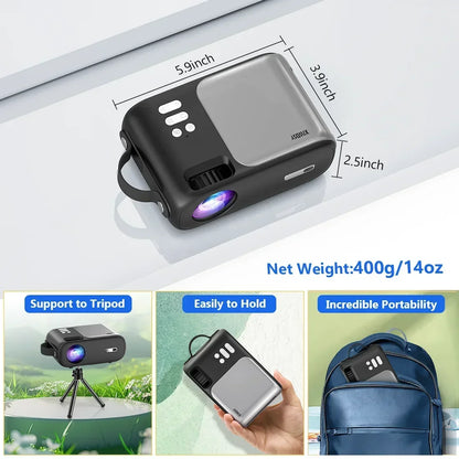 Portable 12000 Lumens Full HD Projector for Home and Outdoor