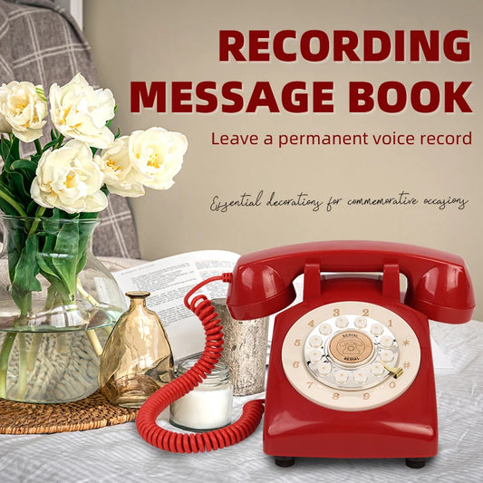 Red Vintage Wedding Telephone Guest Book with Voice Recording