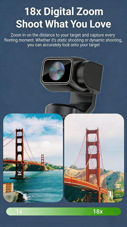 4K Pocket Gimbal Camera 64MP Auto Tracking White
