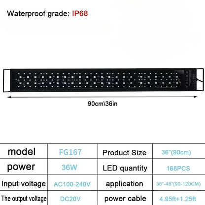 90cm Full Spectrum Aquarium Light 36W IP68 Waterproof