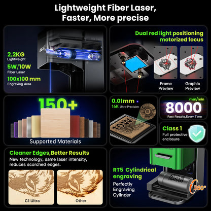 10W Laser Engraver Mini Galvanometer Stainless Steel Wood Glass
