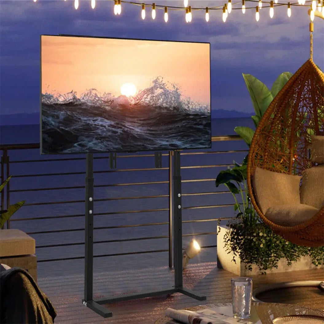 White Adjustable Tall TV Floor Stand for 32–65” Screens