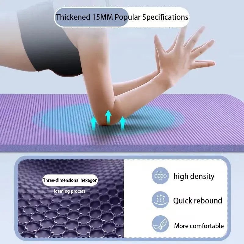 Thickened 185x90cm Black Yoga Mat Non-Slip High Density