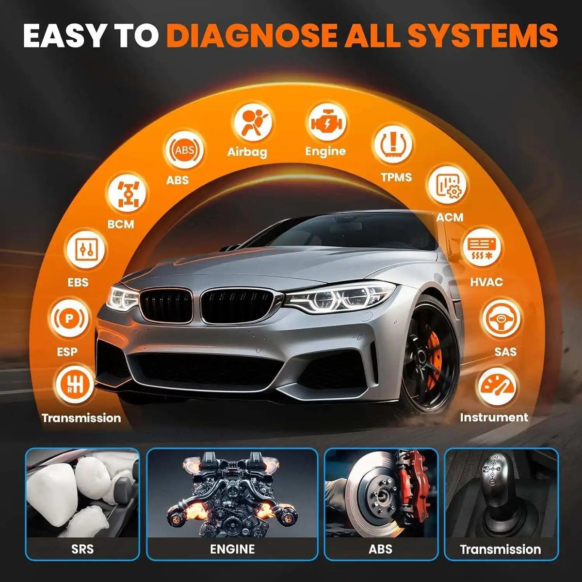 OBD2 All-System Car Diagnostic Scanner Bi-Directional