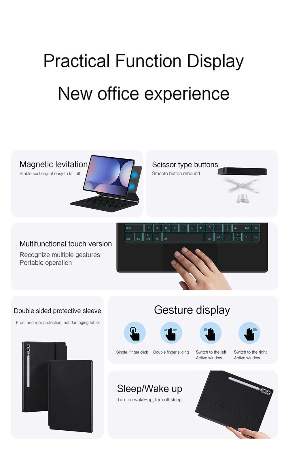 White Tablet Keyboard Case with Touchpad and Backlight