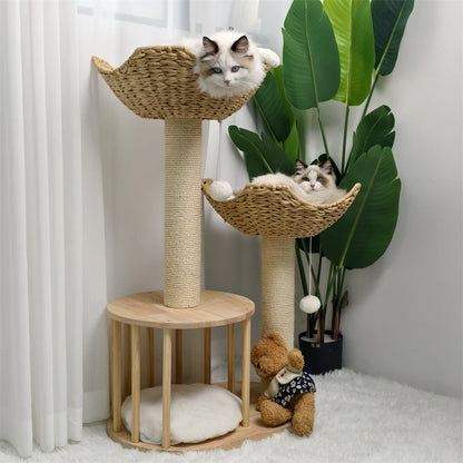 3-Tier Cat Tree with Plush Perches and Sisal Scratching