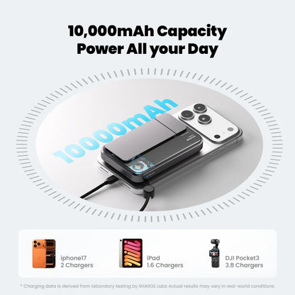 25W Wireless Power Bank 10000mAh Type-C MagSafe Black