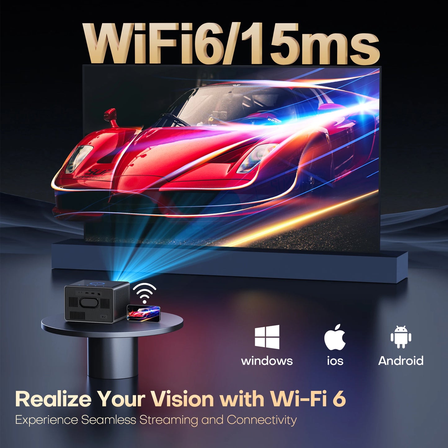 4000 ANSI 4K Smart Projector WiFi 6 Google TV