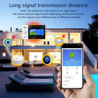 Wireless Alarm System with Touch Display Compatible with Alexa Google