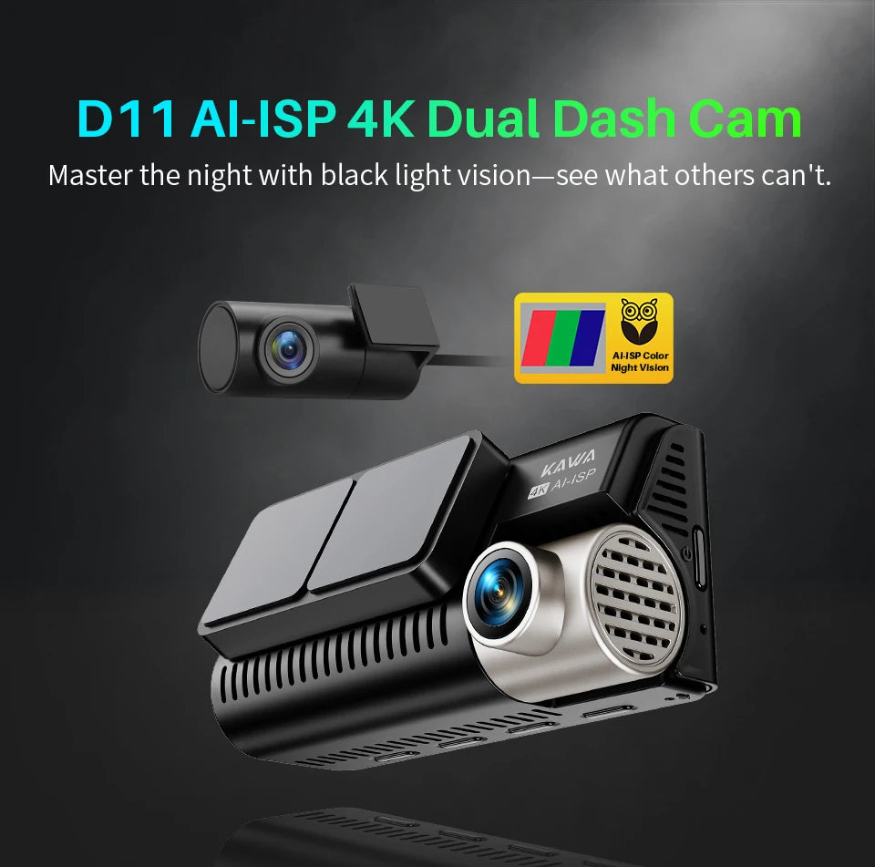 Front & Rear Car DVR with AI Color Night Vision