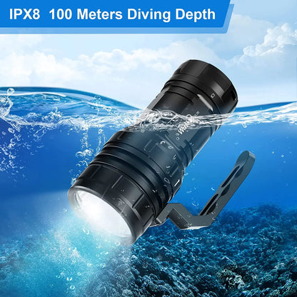 High Power 15000LM Waterproof Diving Torch with Power Bank