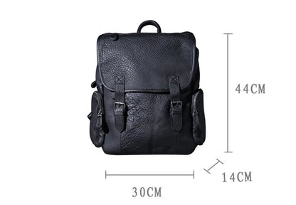 Men Leather Backpack 15.6 Inch Laptop Travel School Bag