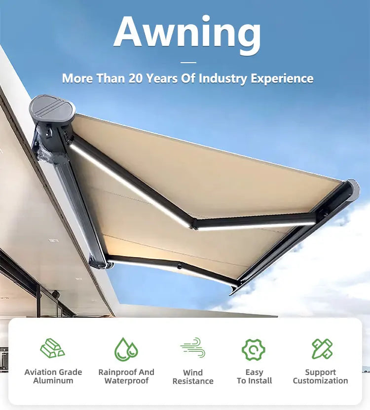 Compact 2.5x1.5m Electric Outdoor Arm Awning