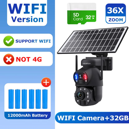 Waterproof Dual Lens Solar Security Camera 32TF