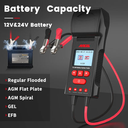 Digital Car Battery Load Tester 12V 24V with Printer
