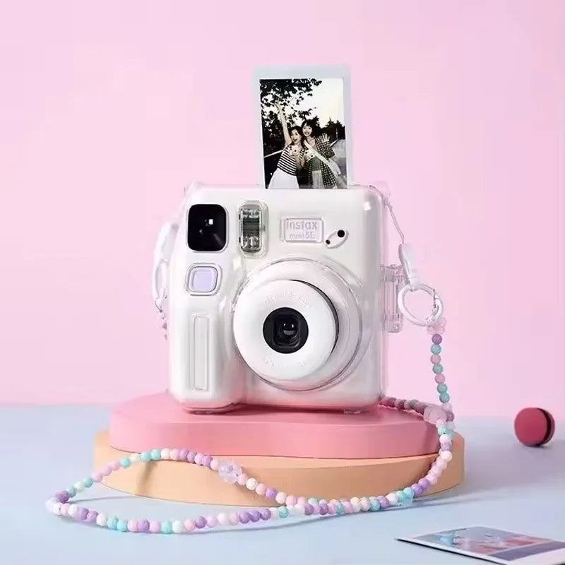 White Instant Film Camera Auto Focus with Wrist Strap