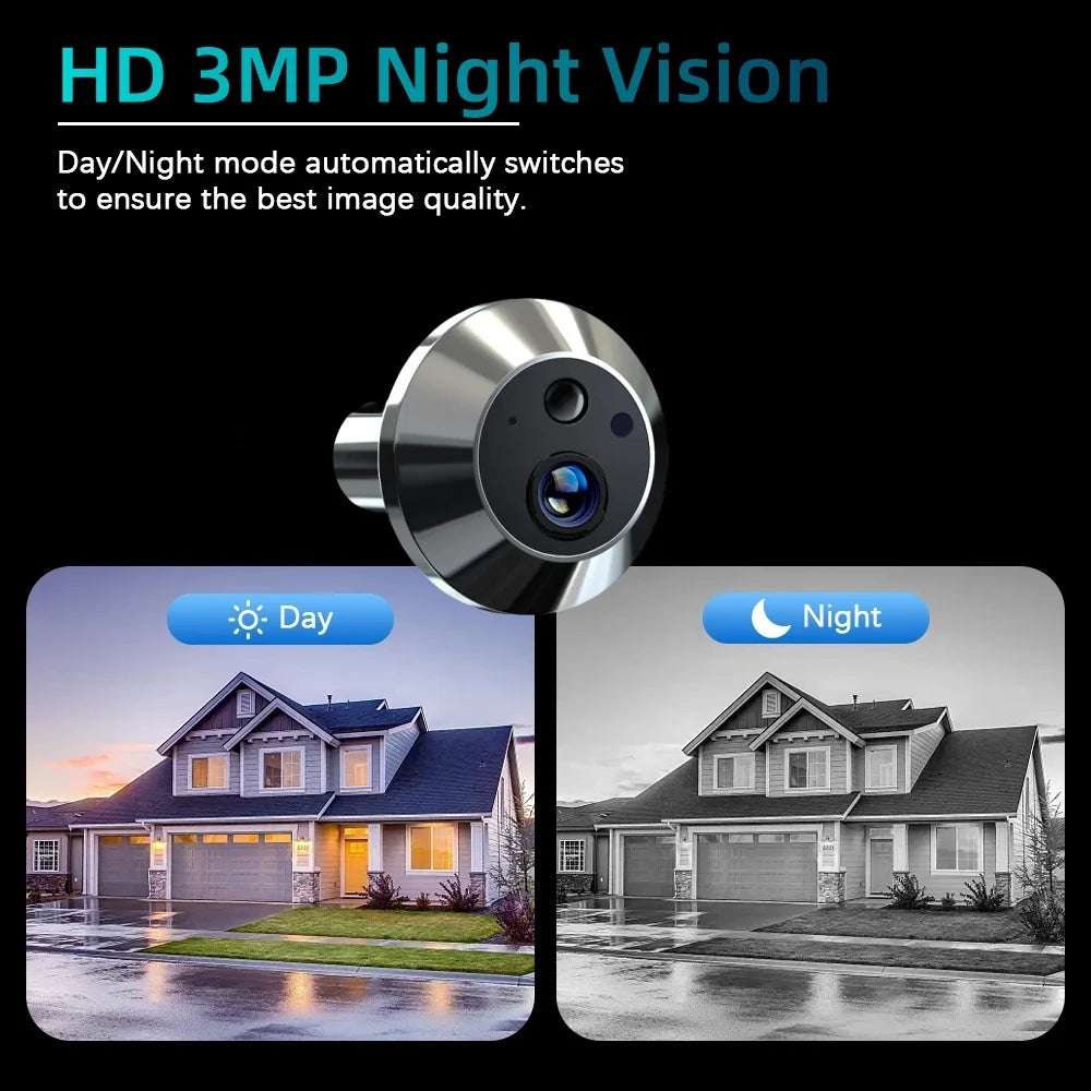 Smart WiFi Door Peephole Camera 1080p Digital Door Viewer