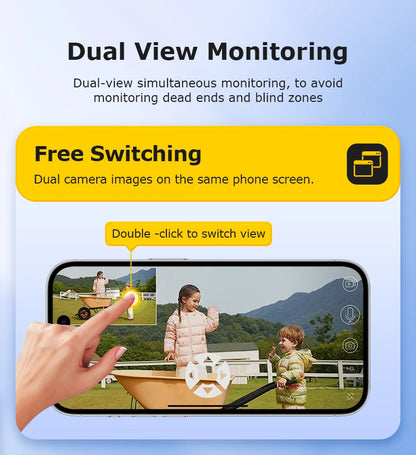 White 60X Zoom Dual-Lens WiFi Solar Security Camera 128GB