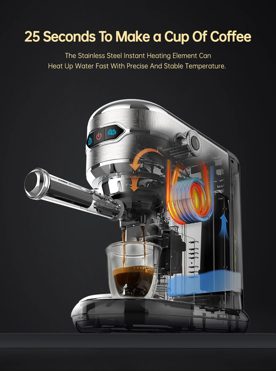 Slim 20 Bar Espresso Coffee Maker with Hot Water