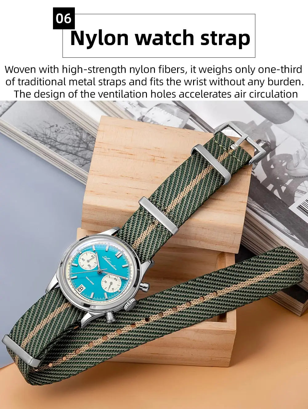 Luminous Bubble Glass Wristwatch Blue Strap