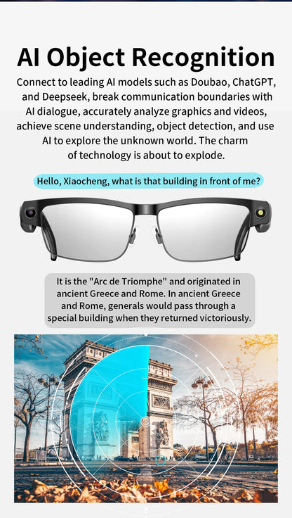 Anti Blue Light Smart Glasses with AI Camera