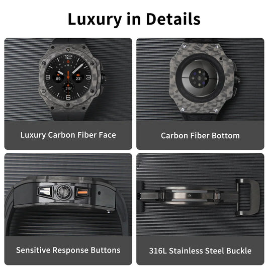 Luxury Carbon Fiber Case Yellow Band for 47mm Ultra