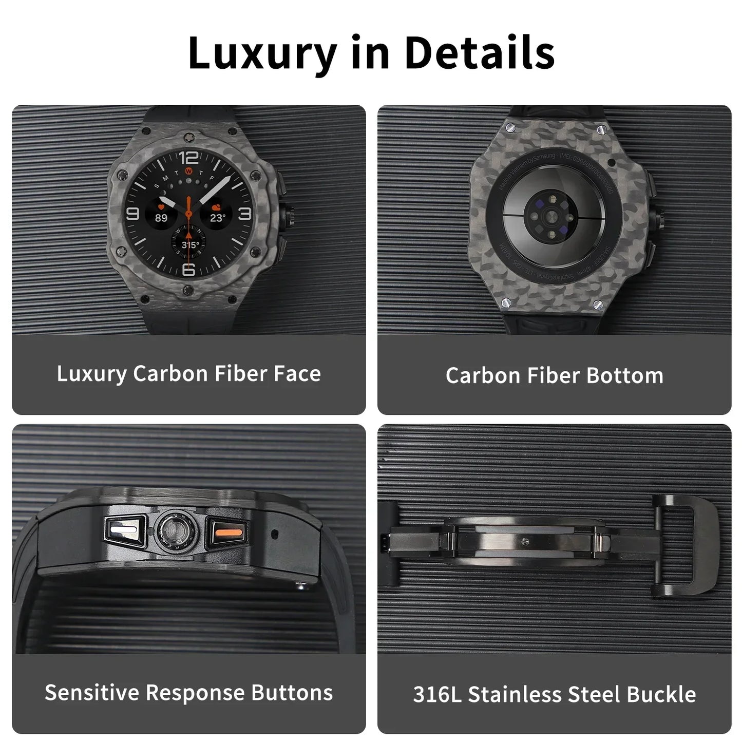 Heavy Duty Carbon Fiber Case Green Rubber Band