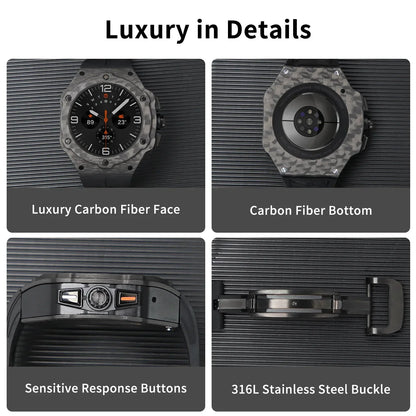 Heavy Duty Carbon Fiber Case Green Rubber Band