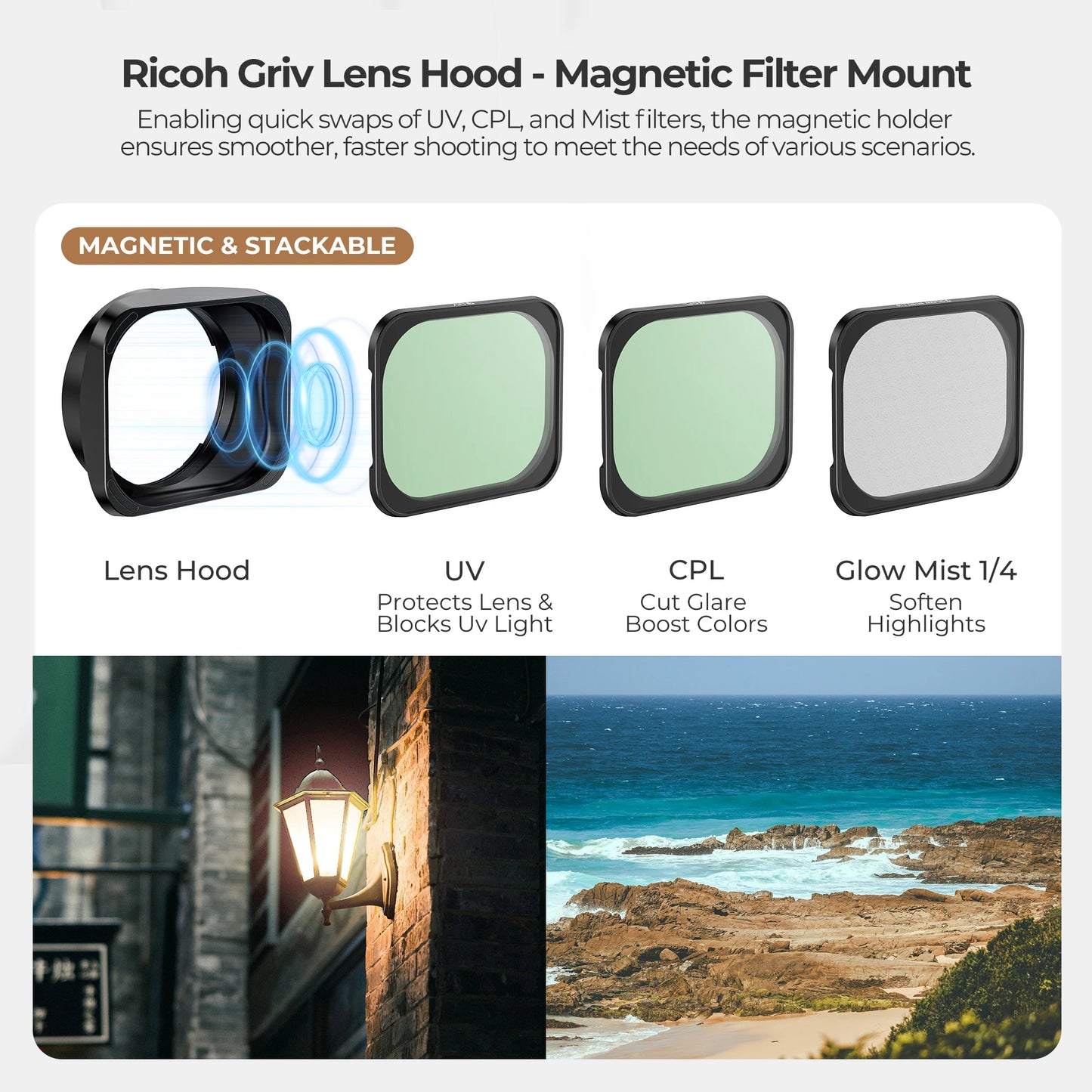 Ricoh GR IV Lens Hood with Magnetic Stackable Filters