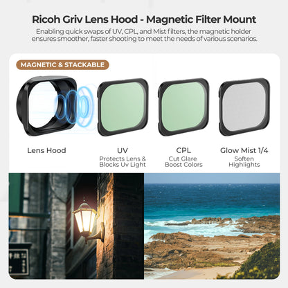 Ricoh GR IV Lens Hood with Magnetic Stackable Filters