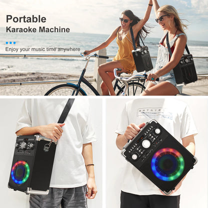Portable Bluetooth Karaoke Speaker with 3 Microphones Party System