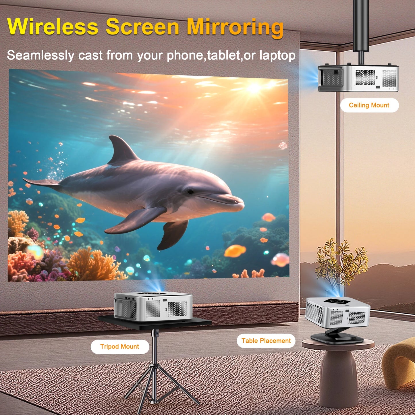 T5PRO Bracket Home Theater Projector 1080P 4K Video Auto Focus